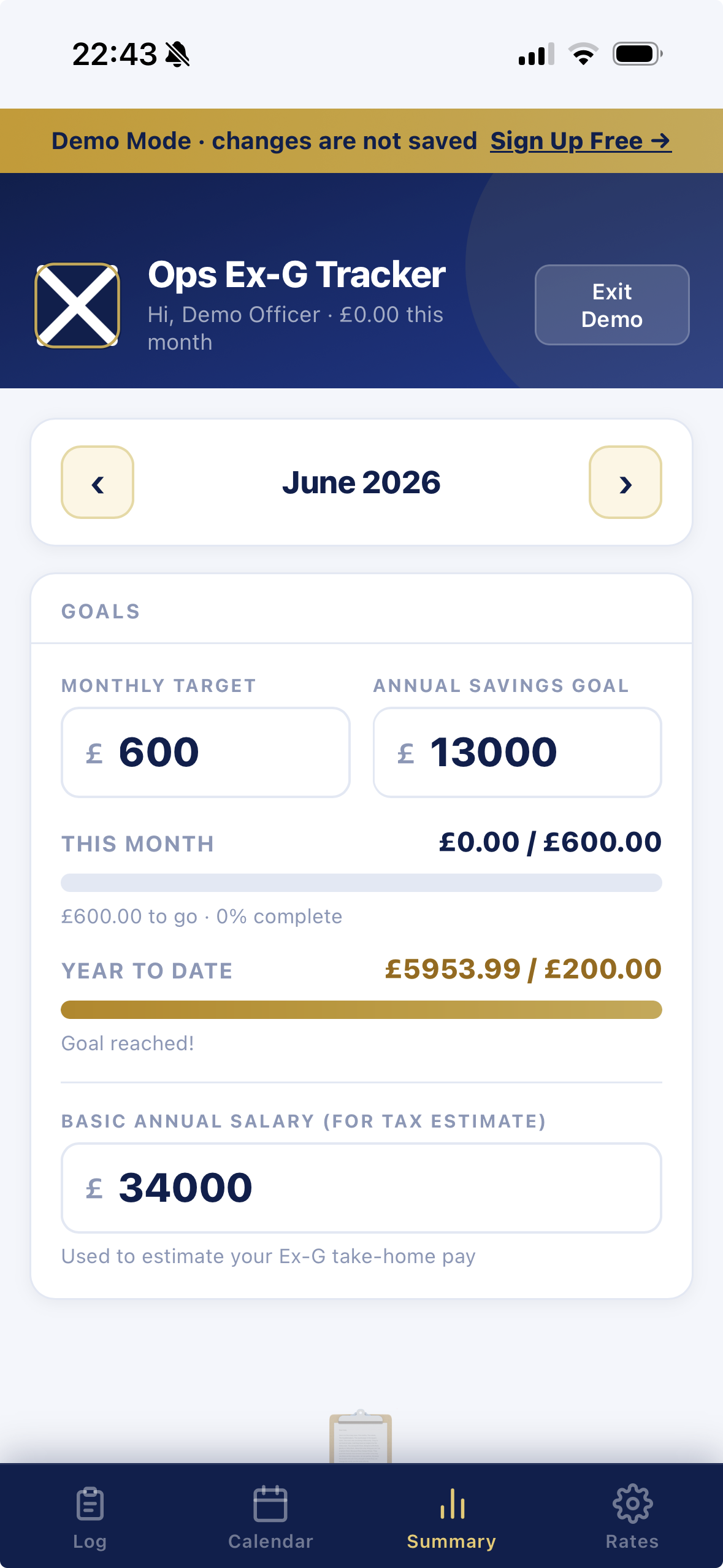 Ops Ex-G goals and earnings summary